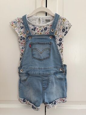 Levi’s 2T Overalls Outfit Set Toddler Denim Overalls & T Shirt Bundle
